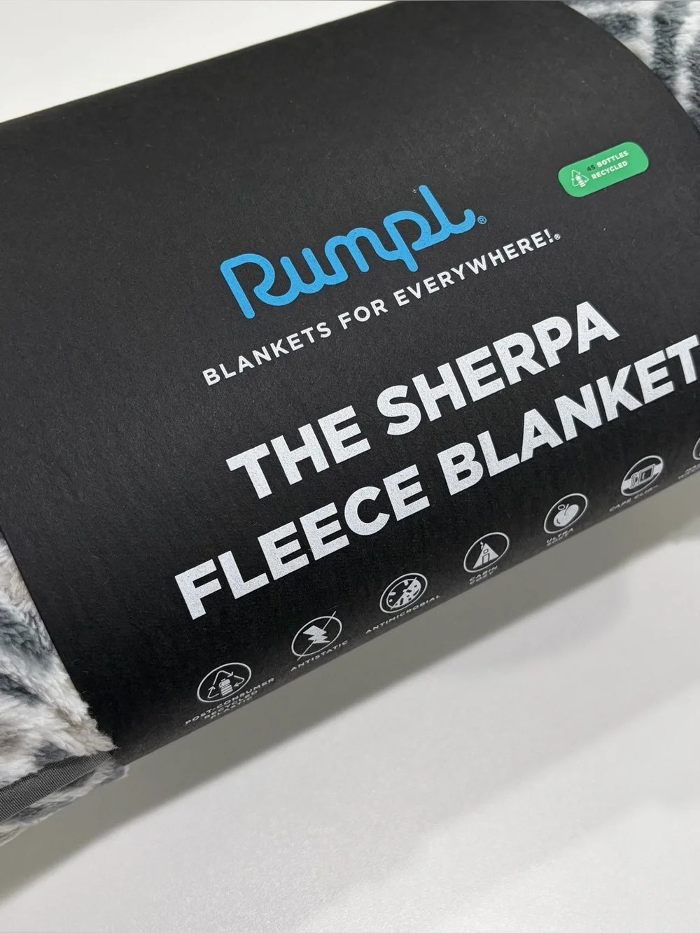 RUMPL The Sherpa Fleece Throw Blanket 50x70” Cabincore NWT Gray Pattern Cozy